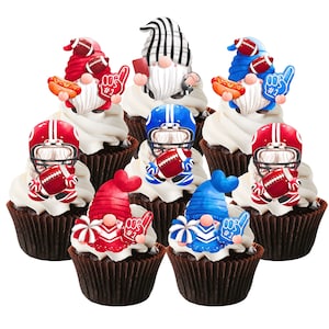 American Football Zwerge Cupcake Toppers - Essbare Super Bowl Kuchendekorationen