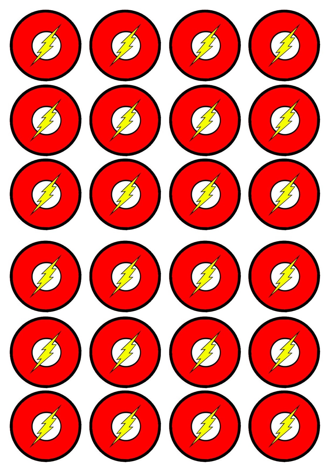 24 the Flash Edible Cupcake Toppers PRECUT Optional Wafer Etsy Hong Kong