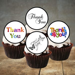 Décorations de cupcakes comestibles Merci - Avec décorations de gâteaux Merci, thème #1