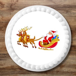 PRECUT Weihnachtsmann + Schlitten Tortendeko - Essbare Tortendekoration
