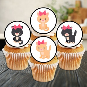 Niedliche Kätzchen essbare Cupcake Toppers - Katzenliebhaber Kuchendekoration