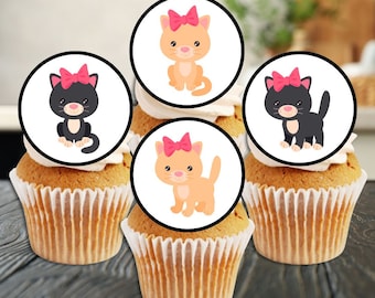 Cute Kittens Edible Cupcake Toppers - Cat Lover Cake Decorations