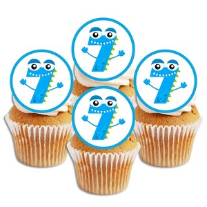 Adornos comestibles para cupcakes para el séptimo cumpleaños: decoraciones para tartas con temática de monstruos