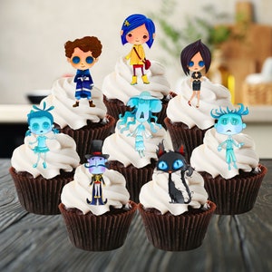 Cora:line Themed Edible Wafer Cupcake Toppers - Halloween Cake Decor