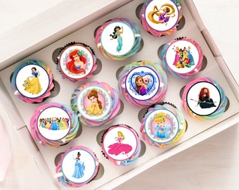 Princess Mix Edible Cupcake Toppers - Fairytale Party Cake Toppers