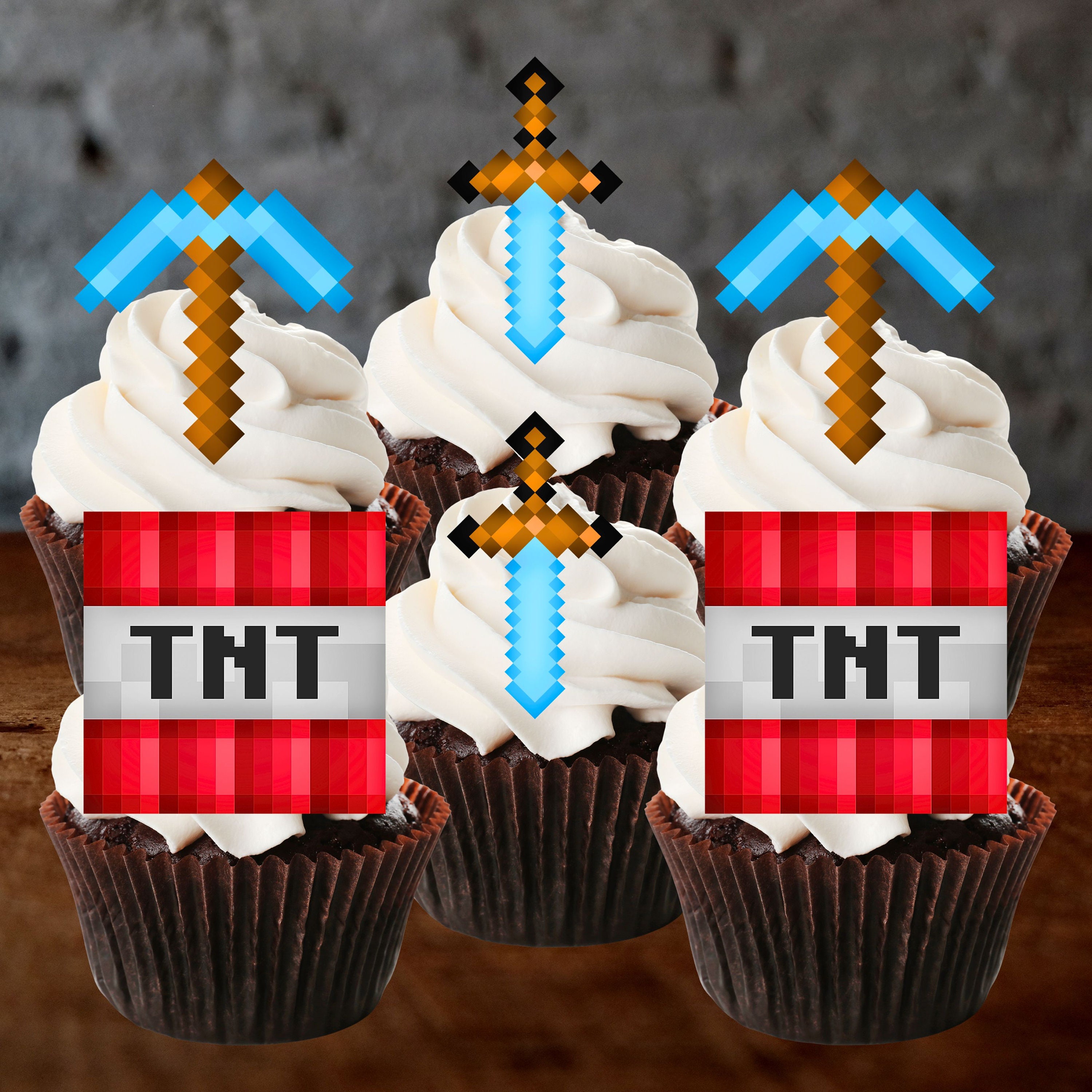 Pixel Gamer Edible Cupcake Toppers