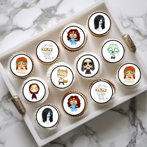 Halloween Horror Theme Edible Cupcake Toppers - Round Horror Movie Cake Decorations