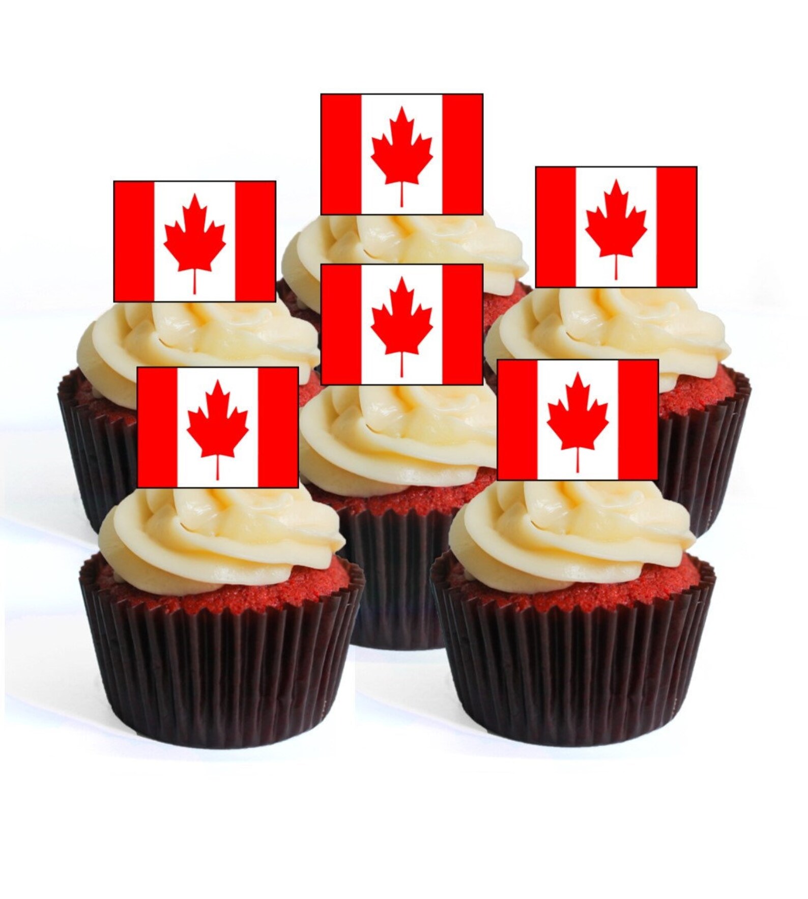 24 Canadian Flag Edible Cupcake Toppers wafer card disc Etsy