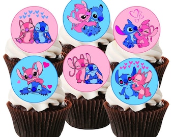Stitch and Angel-cupcaketoppers - eetbare taartdecoraties Lilo + Stitch