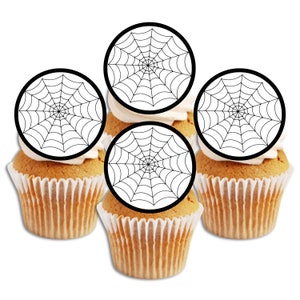 Halloween Spider Web Edible Cake Toppers - Spooky Wafer Card Cake Decorations