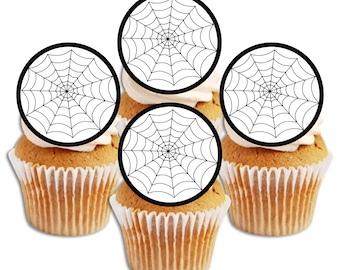 Halloween Spider Web Edible Cake Toppers - Spooky Wafer Card Cake Decorations
