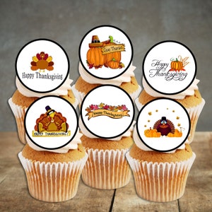Décorations de cupcakes comestibles pour Thanksgiving - Décorations de gâteaux d'automne