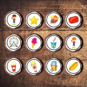 Adornos comestibles para cupcakes con temática de feria: decoraciones para tartas con temática de carnaval n.º 1