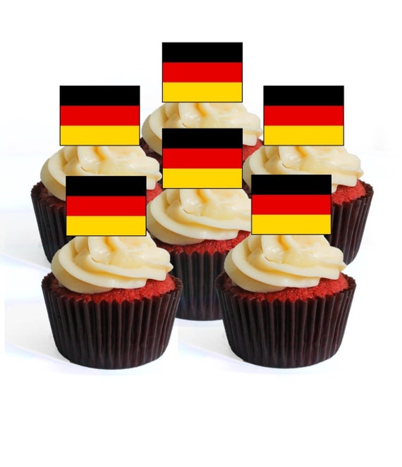 24 Deutschland German Flag Precut Edible Cupcake Toppers Etsy - 48 roblox girl 3 edible mini cupcake toppers wafer card etsy
