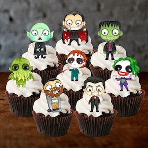 Halloween Horror Essbare Cupcake Toppers - Oblaten Kuchendekorationen zum Thema Halloween