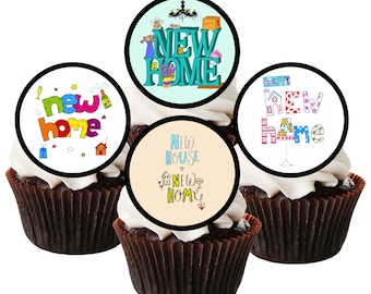 New Home Edible Cupcake Toppers - House Warming Cake Decorations
