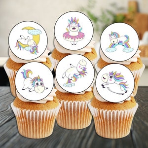 Leuke eetbare eenhoorn-cupcaketoppers - Mythisch thema Taartversieringen