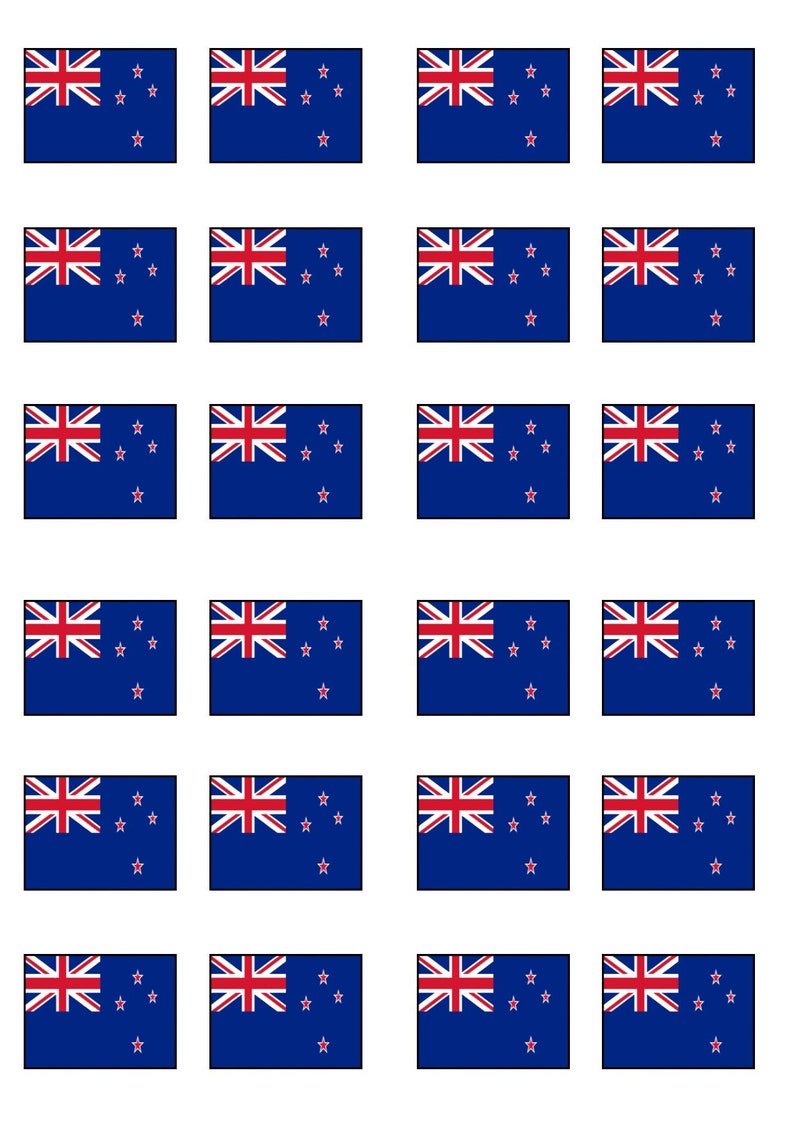 24 New Zealand Flag PRECUT Edible Cupcake Toppers wafer card Etsy