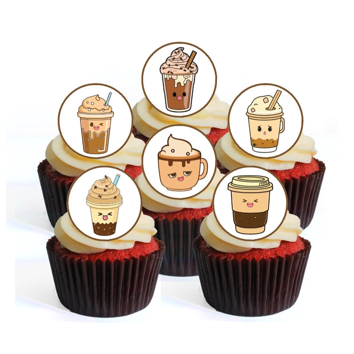 24 Coffee Shop Cupcake Toppers, Coffee Shop Theme, Coffee Cake, Edible  Premium Thickness SWEETENED Vanilla, Wafer Rice Paper Discs Cake Decorations