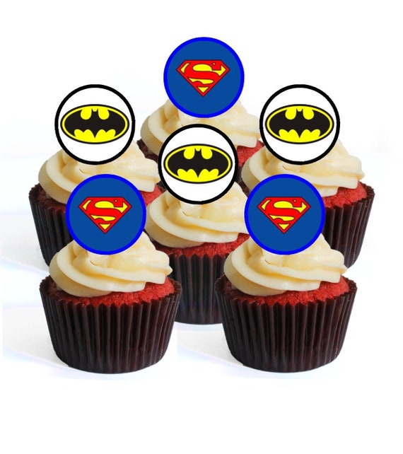 24 Batman Vs Superman Precut Edible Cupcake Toppers Wafer Etsy