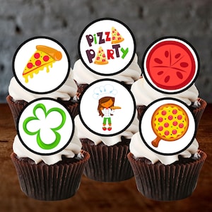 Adornos comestibles para cupcakes con temática de pizza: decoraciones para galletas y pasteles con temática de pizza