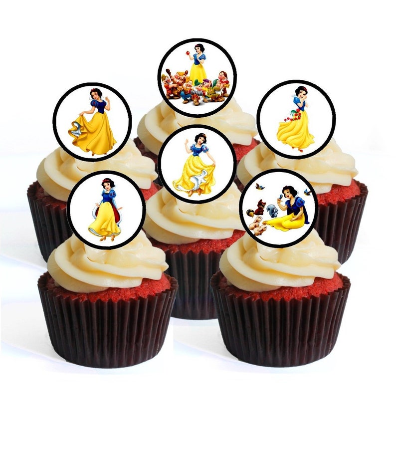 24 Princess Snow White Edible Cupcake Toppers PRECUT Etsy UK
