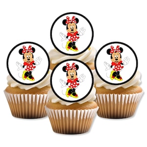 Adornos comestibles para cupcakes de M!nnie Mouse: adornos para tartas hechos con cartulina de oblea