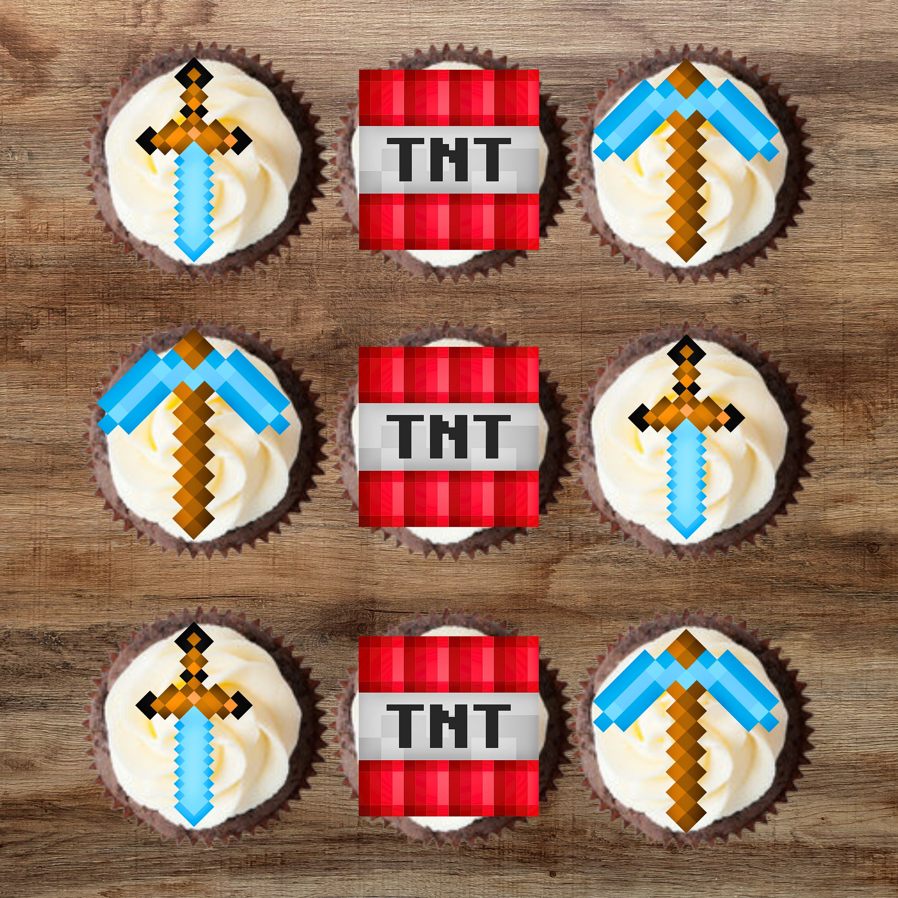 Pixel Gamer Edible Cupcake Toppers