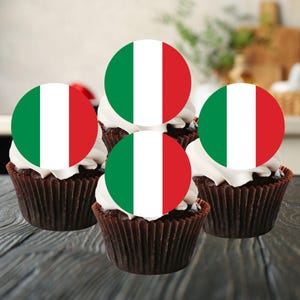 Ronde eetbare cupcaketoppers Italiaanse vlag - Italia Flags Of The World Cake Decorations