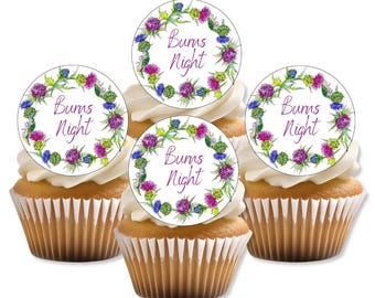 Adornos comestibles para cupcakes de Burns Night, corona de cardo escocés para tartas