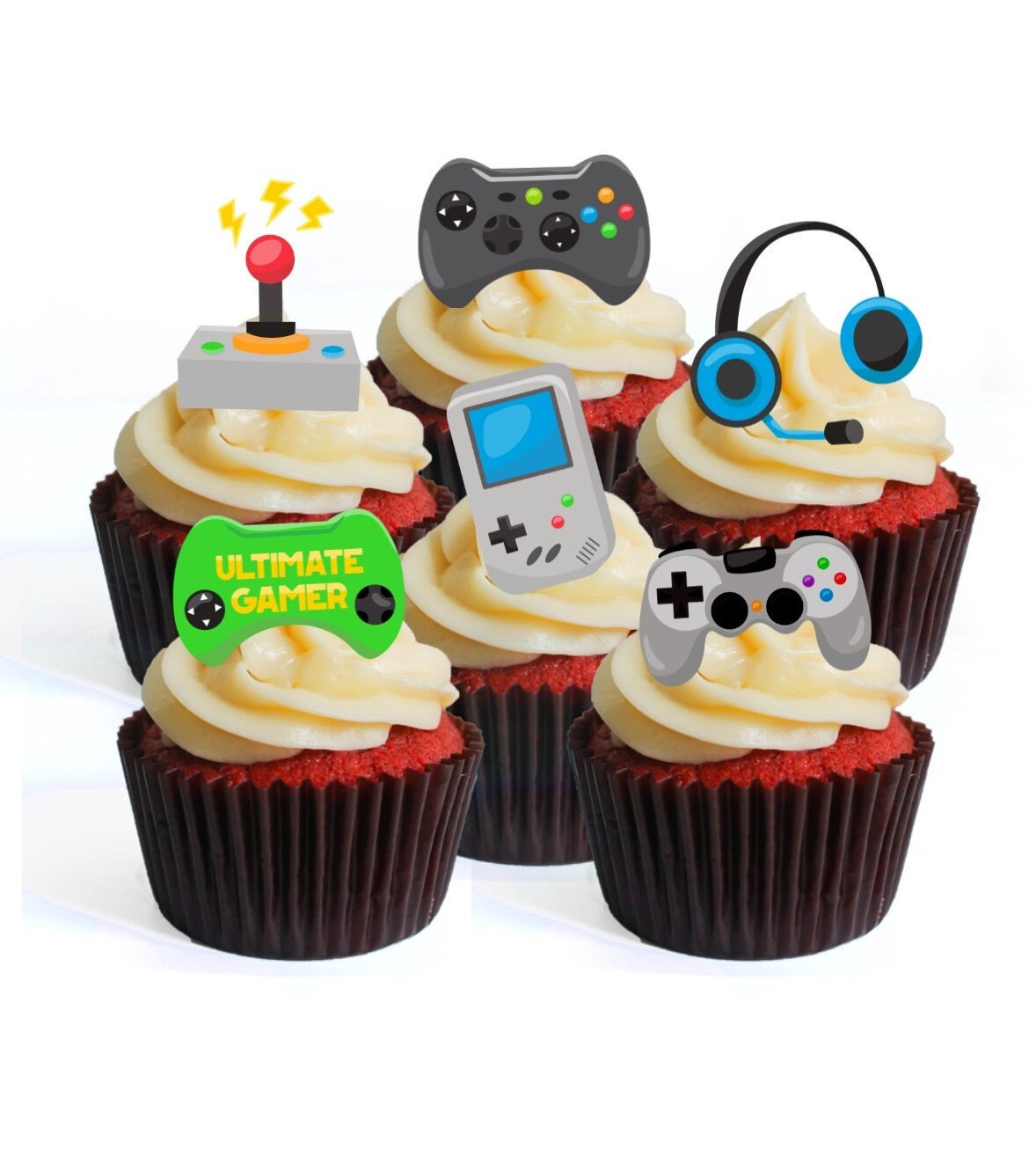 Gamer Theme Edible Cupcake Toppers Stand Up/lie Flat/lie Etsy