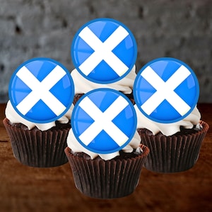 Schottische Flagge essbare Cupcake Toppers - Schottland Flagge Cookie + Kuchendekoration