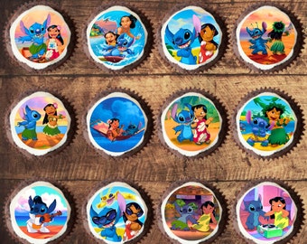 Lilo and Stitch cupcaketoppers - eetbare wafeltaarttopper