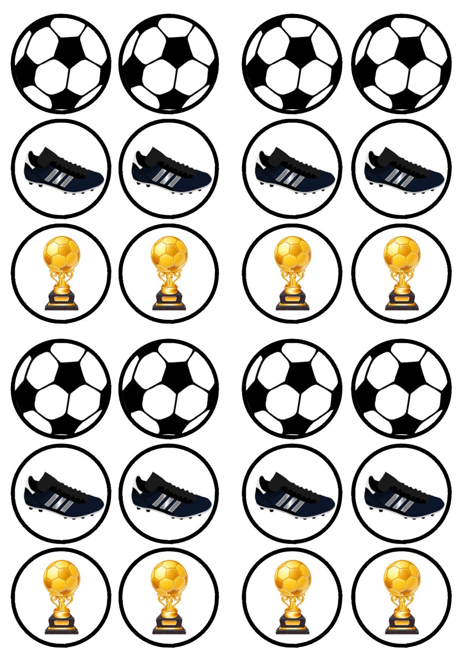 24 Fútbol 2 Soccer Edible Cupcake Toppers decoraciones de Etsy