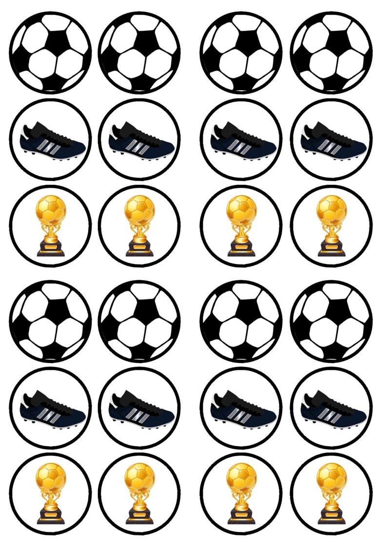 24 Football 2 Soccer PRECUT Edible Cupcake Toppers Etsy