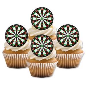 Eetbare cupcaketoppers dartbord - Taartdecoraties dartsthema