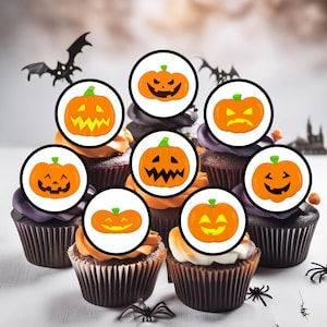 Decorazioni per cupcake commestibili a forma di zucca di Halloween - Decorazioni per torte spettrali in ostia