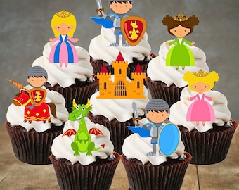 Fairytale Cupcake Toppers (PRECUT Optional), Knights Edible Cake Decorations, Dragon Cake Topper, Princess Castle Cake Decorations