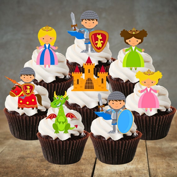 Fairytale Cupcake Toppers PRECUT Optional, Knights Edible Cake