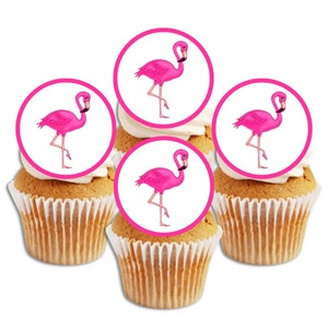 Flamingo essbare Cupcake Toppers - Rosa Oblaten Karte Kuchen Dekorationen