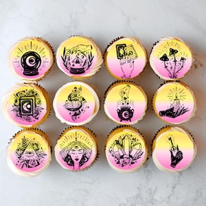 Eetbare cupcaketoppers met Celestial Magick-thema - Divine Magic Cake Decorations