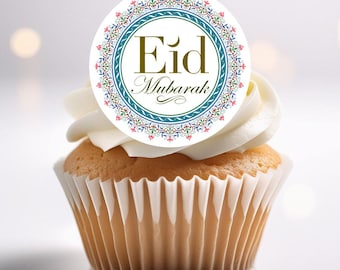 Adornos comestibles para cupcakes y obleas islámicas para el Eid Mubarak