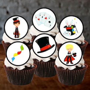 Goochelaar Cupcake Toppers - Magisch Thema Koekje + Decor Taartversieringen