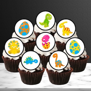 Adornos comestibles para cupcakes con temática de dinosaurios: decoraciones coloridas para pasteles con forma de dinosaurio
