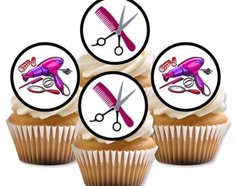 Hairdresser Edible Cupcake Toppers - Hair Salon Theme Cake Decorations