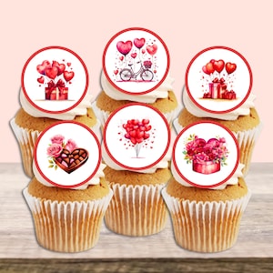 Rote Valentinstag Cupcake Toppers - Love You essbare Kuchendekoration