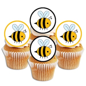 Toppers per cupcake commestibili a forma di ape - Decorazioni per torte e biscotti a tema natura