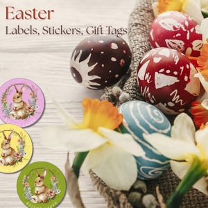 Easter Labels, Easter Gift tags, Easter Stickers for your children with a cute little Easter Bunny.
