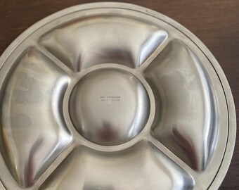 Plat de service Guy Degrenne. 5 compartiments. Inox