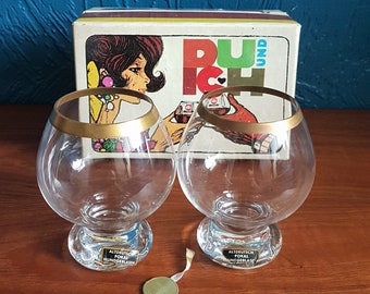 Mid Century Valentine Gift Boxed 'Du und Ich' Ingrid-Hutte Brandy Glasses